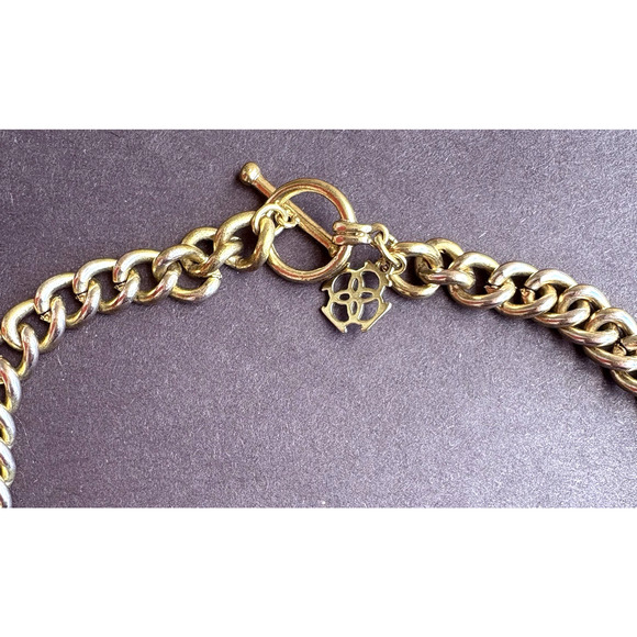 VTG Anne Taylor Chunky Gold Tone Necklace Blue Rhinestone Bib Statement Formal - Picture 7 of 8